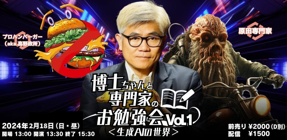 2月18日(日・昼)に延期!! 博士ちゃんと専門家のお勉強会Vol.1 <生成AIの世界>
