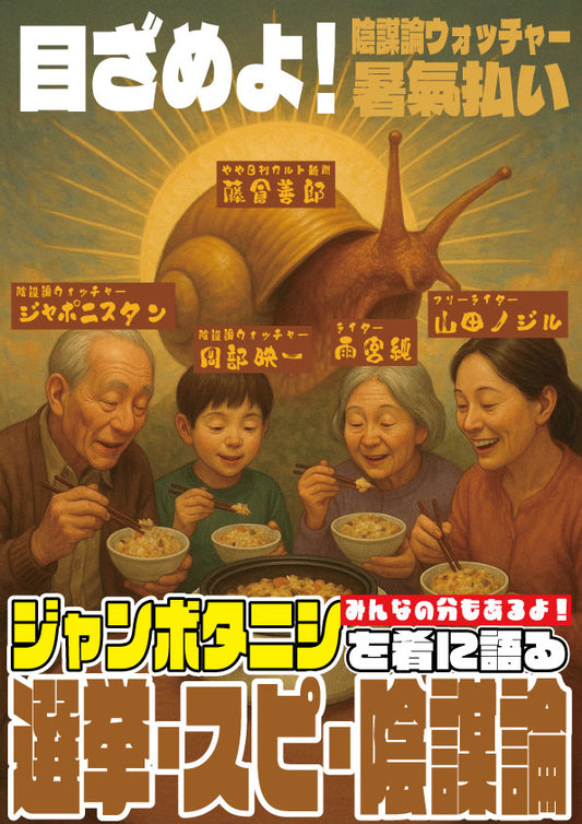 25年8月3日（日）陰謀論ウォッチャー暑氣払い ジャンボタニシを肴に語る陰謀論、選挙・スピ・陰謀論